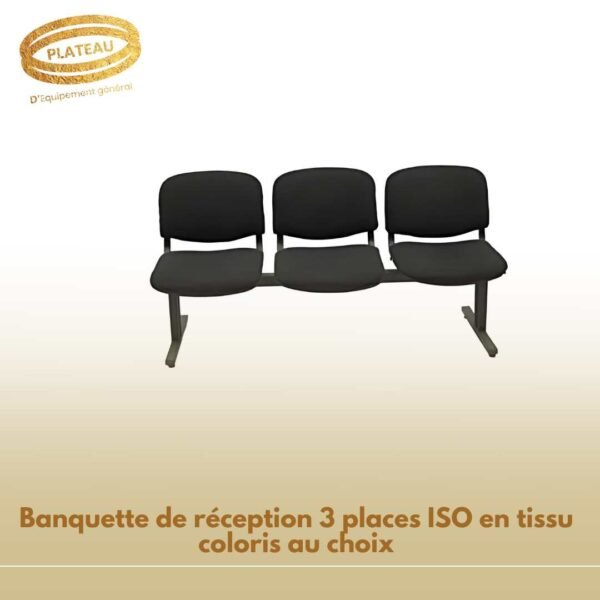 Banquette de réception 3 places ISO en tissu coloris au choix