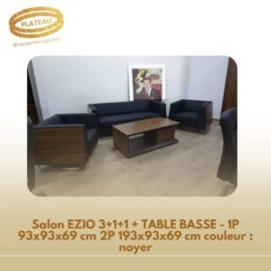 Salon EZIO 3+1+1 + TABLE BASSE - 1P 93x93x69 cm 2P 193x93x69 cm couleur : noyer