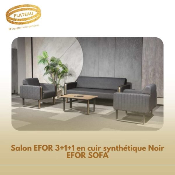 Salon EFOR 3+1+1 en cuir synthétique Noir EFOR SOFA
