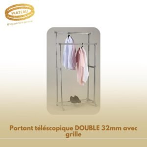 Portant téléscopique DOUBLE 32mm avec grille