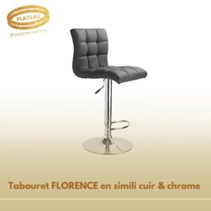 Tabouret FLORENCE en simili cuir & chrome Coloris au choix