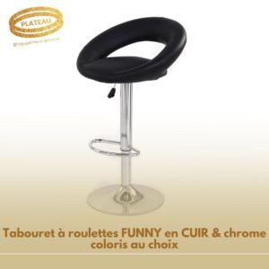 Tabouret SPACE en CUIR Noir chrome