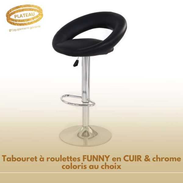 Tabouret SPACE en CUIR Noir chrome