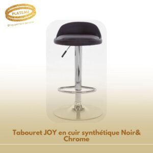 Tabouret JOY en cuir synthétique Noir& Chrome