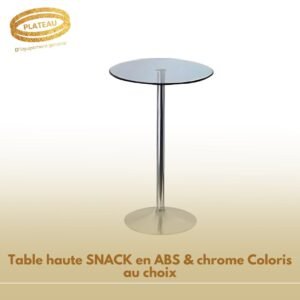 Table haute GLASS en verre & chrome diam 70 cm