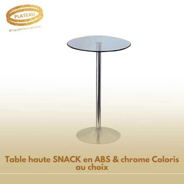 Table haute GLASS en verre & chrome diam 70 cm