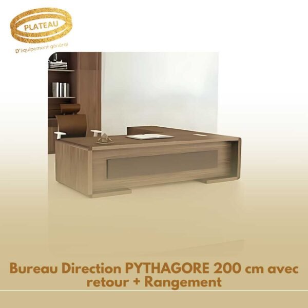 Bureau Direction PYTHAGORE 200 cm avec retour + Rangement