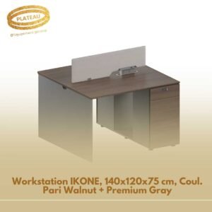 Workstation IKONE, 140x120x75 cm, Coul. Pari Walnut + Premium Gray