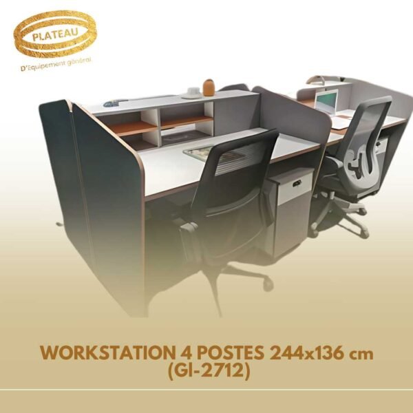 WORKSTATION 4 POSTES 244x136 cm (Gl-2712)