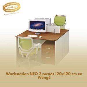 Workstation NEO 2 postes 120x120 cm en Wengé