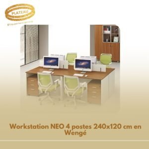 Workstation NEO 4 postes 240x120 cm en Wengé