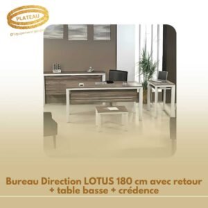 Bureau Direction LOTUS 180 cm avec retour + table basse + crédence