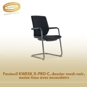 Fauteuil KWESK X-PRO C, dossier mesh noir, assise tissu avec accoudoirs