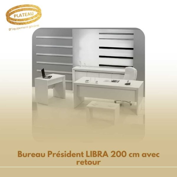 Bureau Président LIBRA 200 cm avec retour