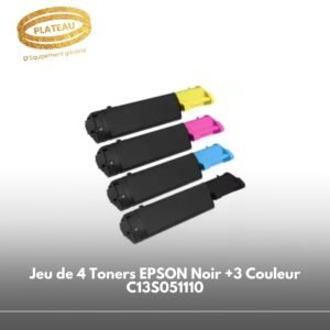 Jeu de 4 Toners EPSON Noir +3 Couleur C13S051110